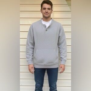 Bonobos Gray (speckled) Henley Sweater, Cotton, Hemp & Silk Blend, Size Medium